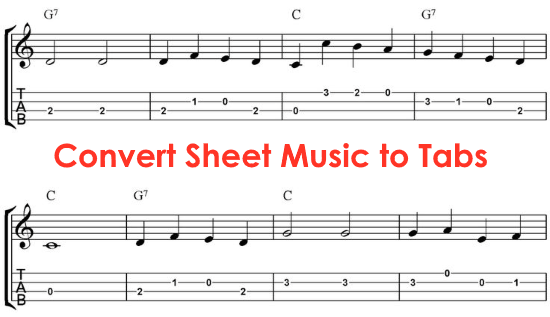 sheet music to tabs