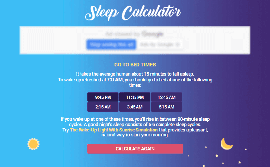 Sleepcalculator: sleep cycle calculator