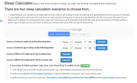 Sleep-calculator: sleep cycle calculator