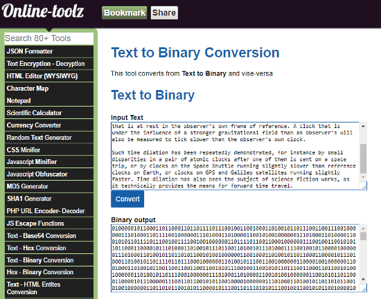 Online-Toolz.com: convert text to binary online