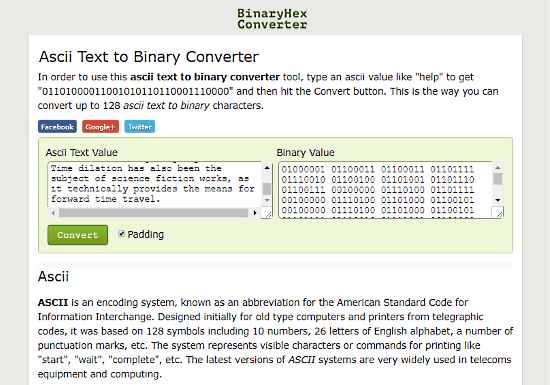 BinaryHexConverter.com: text to binary