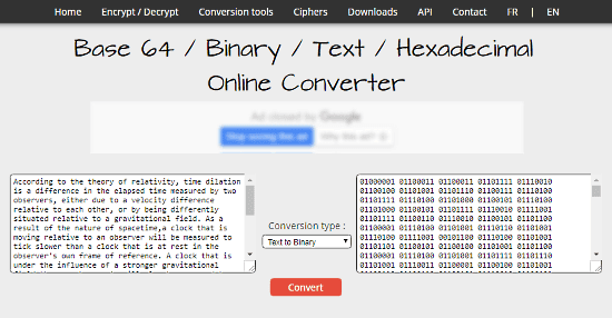 Md5Decrypt.net: text to binary online