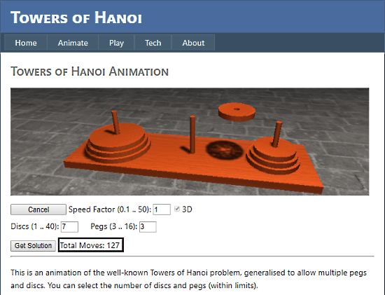 TowerOfHanoi.info: tower of hanoi solver