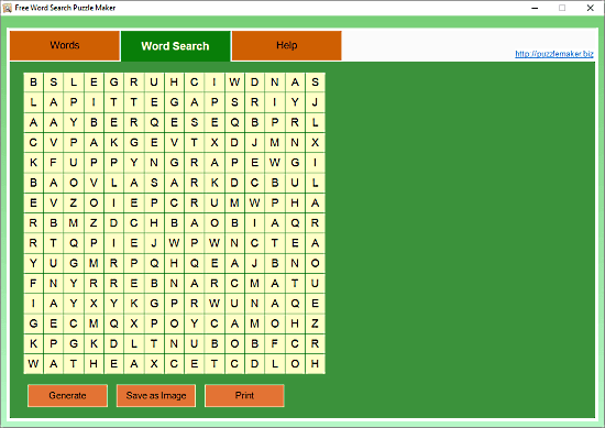 create word search puzzle