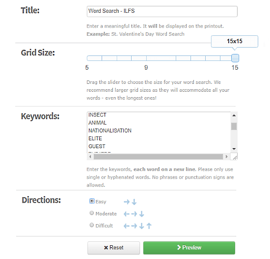 BusyTeacher.org: word search puzzle maker