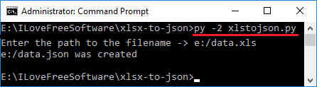 xls to json install in action
