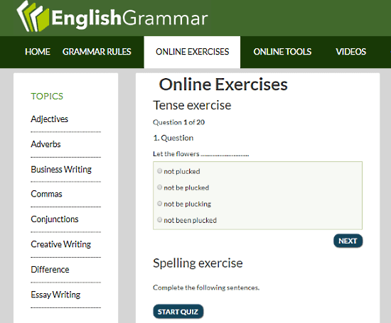 EnglishGrammar.org: online english grammar text