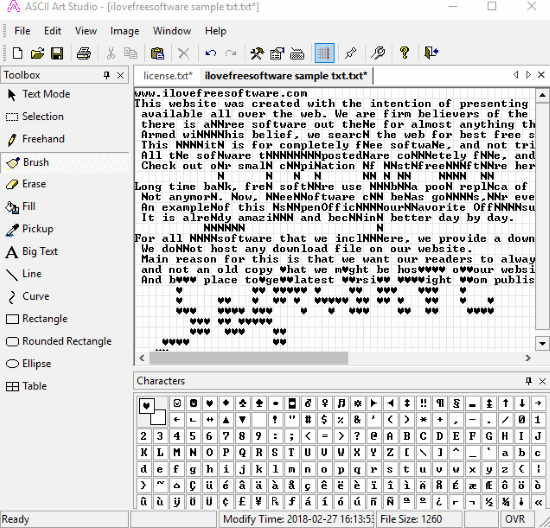 ASCII Art Studio- interface