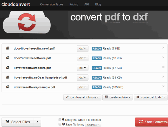 CloudConvert- interface