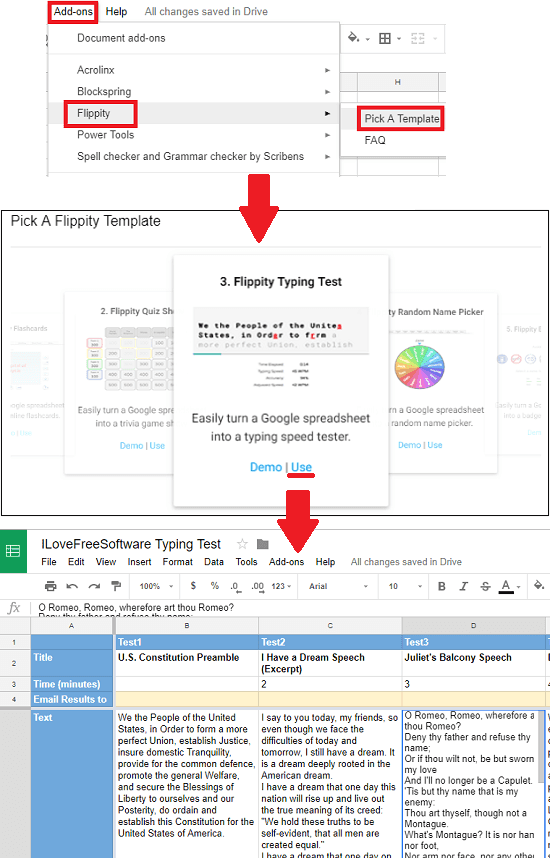 Flippity create template