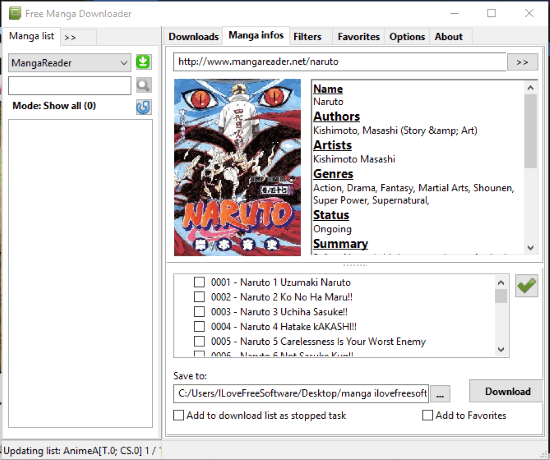 Free Manga Downloader- interface