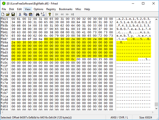 Frhed free open source hex editor