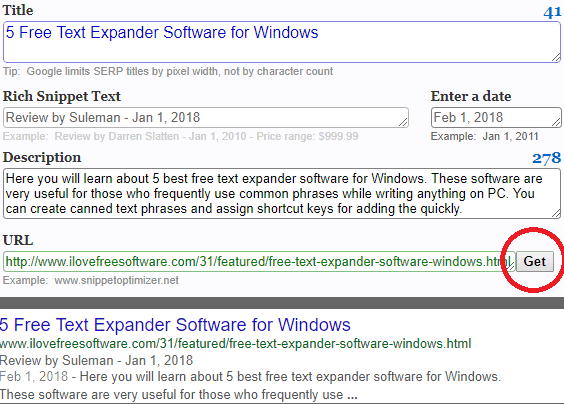 Google SERP Snippet Optimization Tool