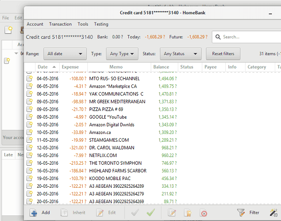 HomeBank free QFX viewer software windwos