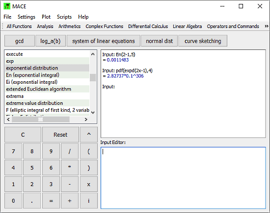 Mace: exponential equation calculator