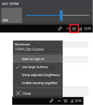 Monitorian free brightness control slider tool