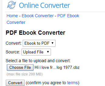 PDF Ebook Converter- interface