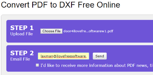 Pdftodxf website homepage