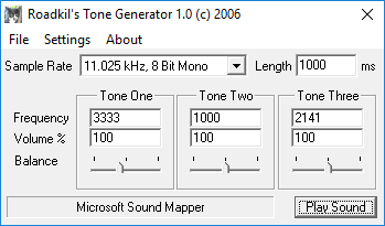 Roadkil's Tone Generator free test tone generator