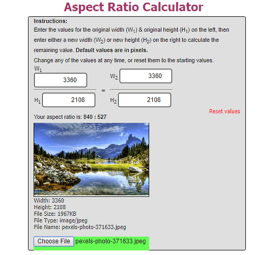 BellevueFineArt.com: aspect ratio calculator