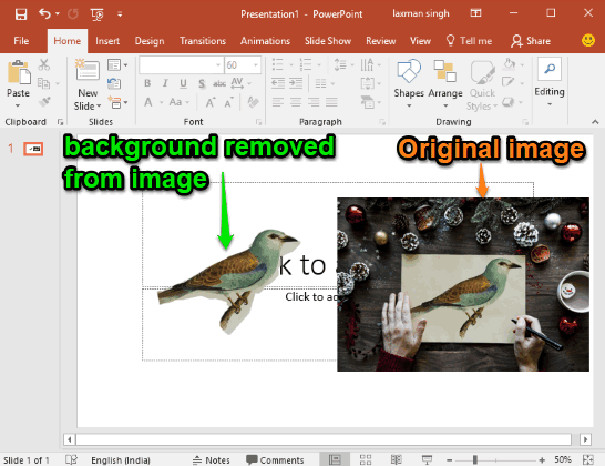 background removed from a photo in microsoft powerpoint