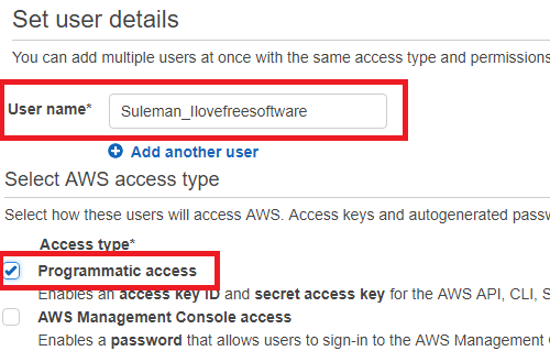 create user and programatic access