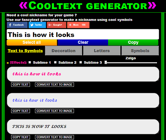 Cool Text Generator: cursive font generator