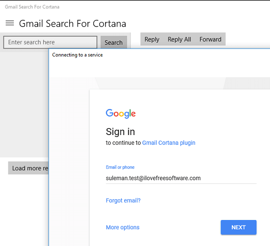gmail search for cortana