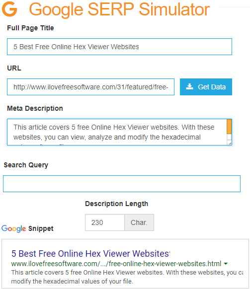 google serp simulator serp preview online