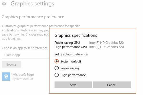 graphics preference options visible