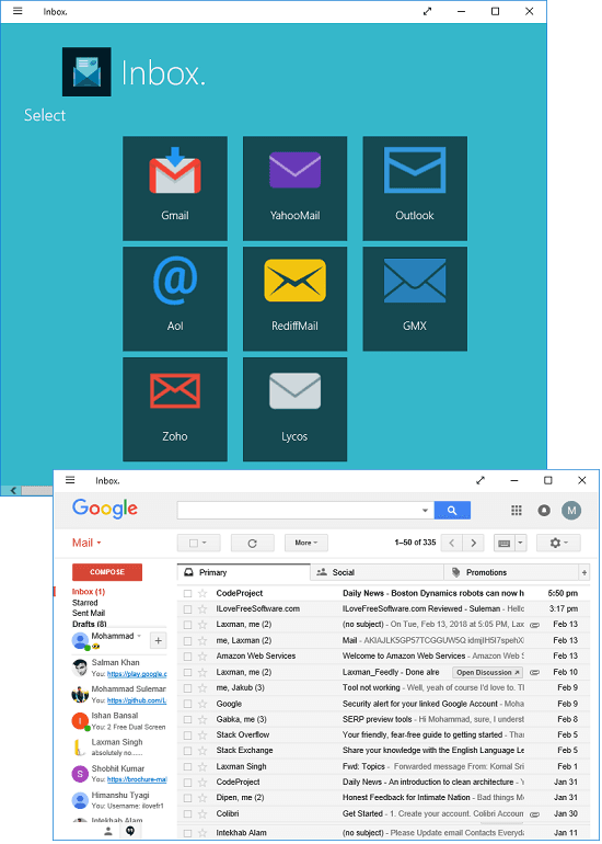 inbox free email client windows 10