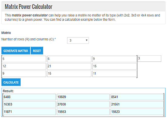 TheCalculator.co: matrix power calculator