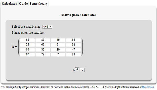 OnlineMSchool.com: matrix power calculator