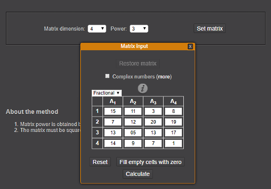 MatrixReshish.com: matrix power calculator