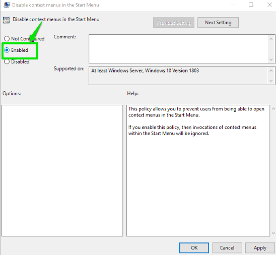 select enabled option and apply changes