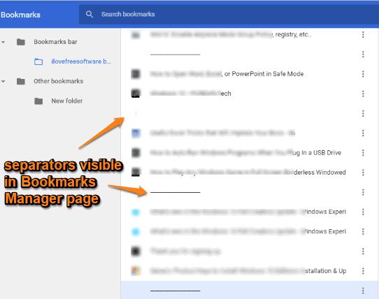separators visible in bookmarks manager page