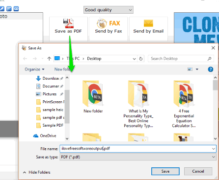 set output folder to save pdf