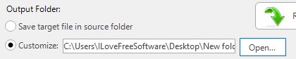 set the output folder