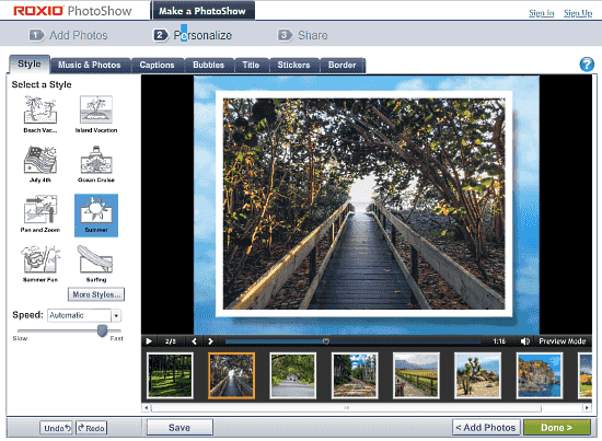 Roxio PhotoShow: slideshow maker with music and effects