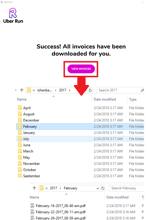 uber run invoices generated