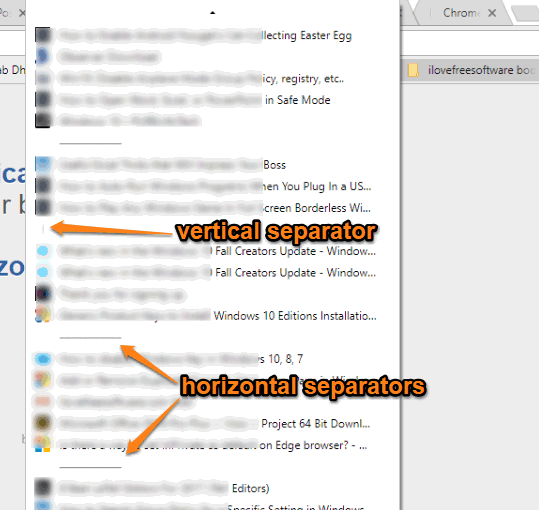 vertical and horizontal separators added in a bookmark folder