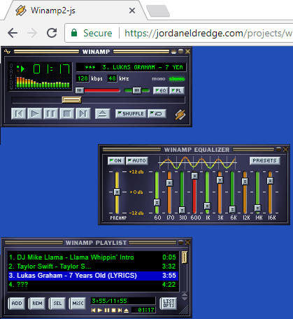 winamp2-js online player in action