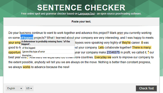 Sentence Checker