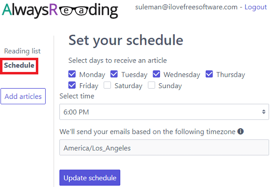 Always Reading schedule specify