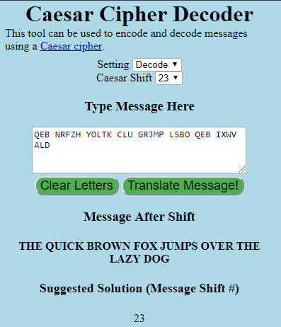 Caesar Cipher Decoder