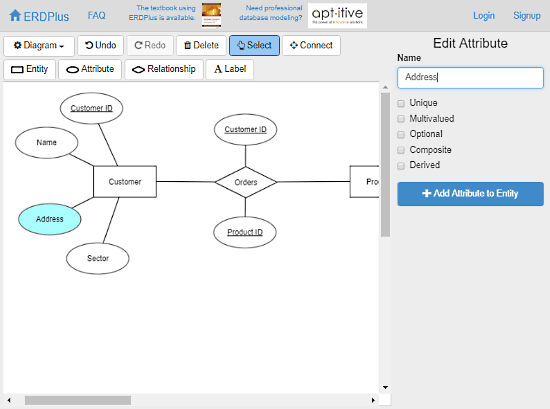 ERDPlus: draw ER Diagram online