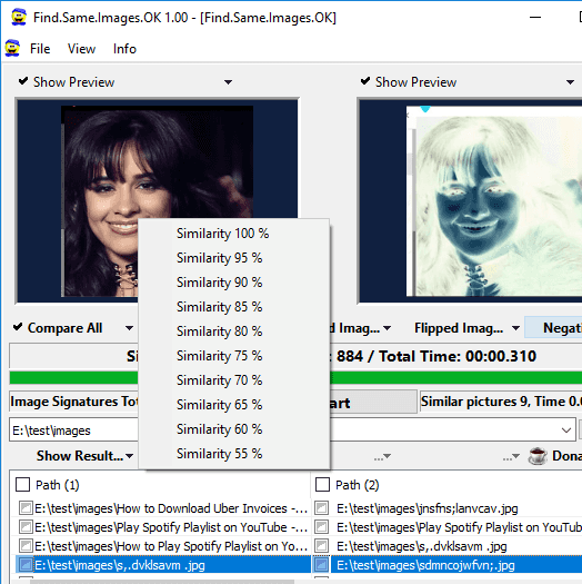 Find.Same.Images.OK similarity percentage change