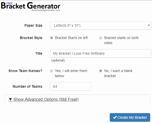 Free Bracket Generator- interface
