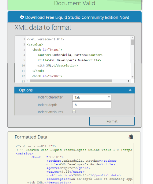 Free Online XML Formatter- interface