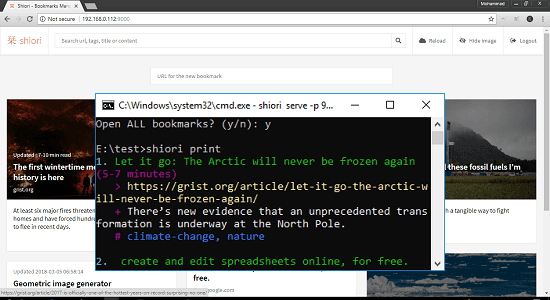 Free Open source Command line Bookmark Manager for Windows
